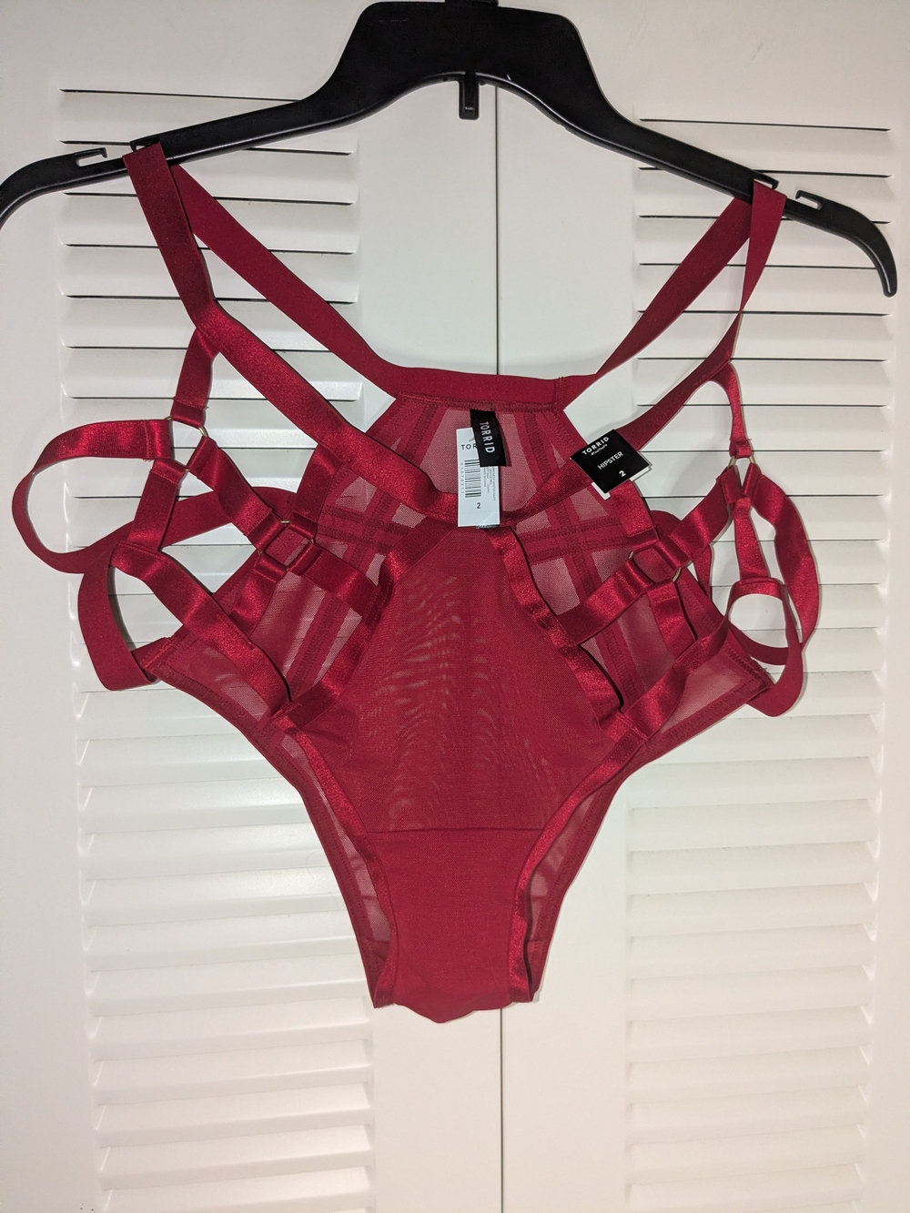torrid Red Strappy Mesh Hipster Bodysuit